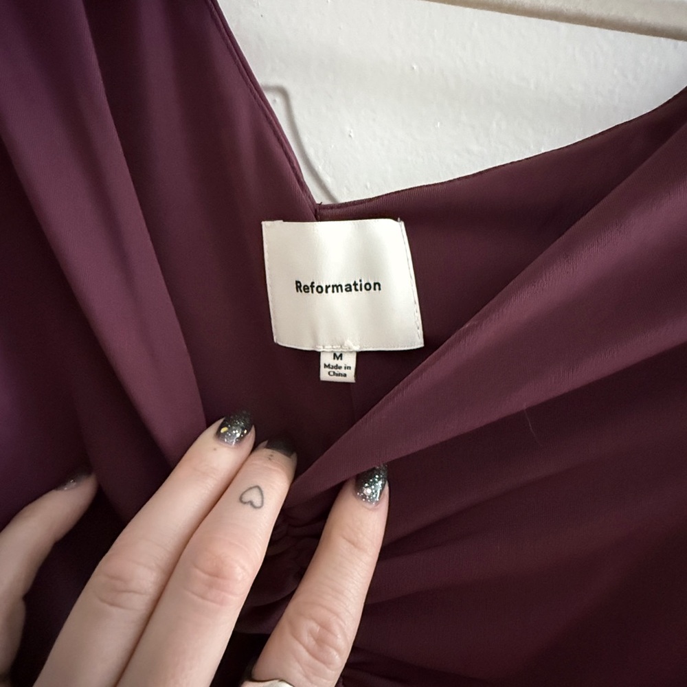 Reformation Deep Purple Ruched Mini Dress - Picture 2 of 4